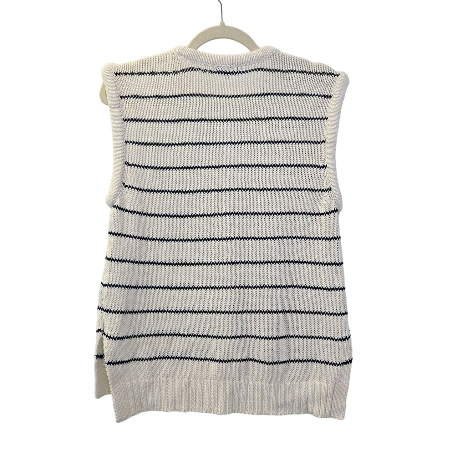 NWT Madewell Striped Melina Puff Trim Sleeveless Sweater Top Size Medium