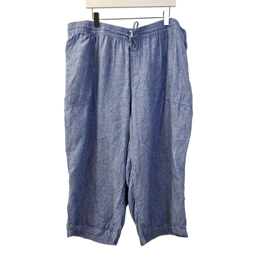 Lands' End 100% Linen High Rise Wide Leg Capri Pants Size 3XL