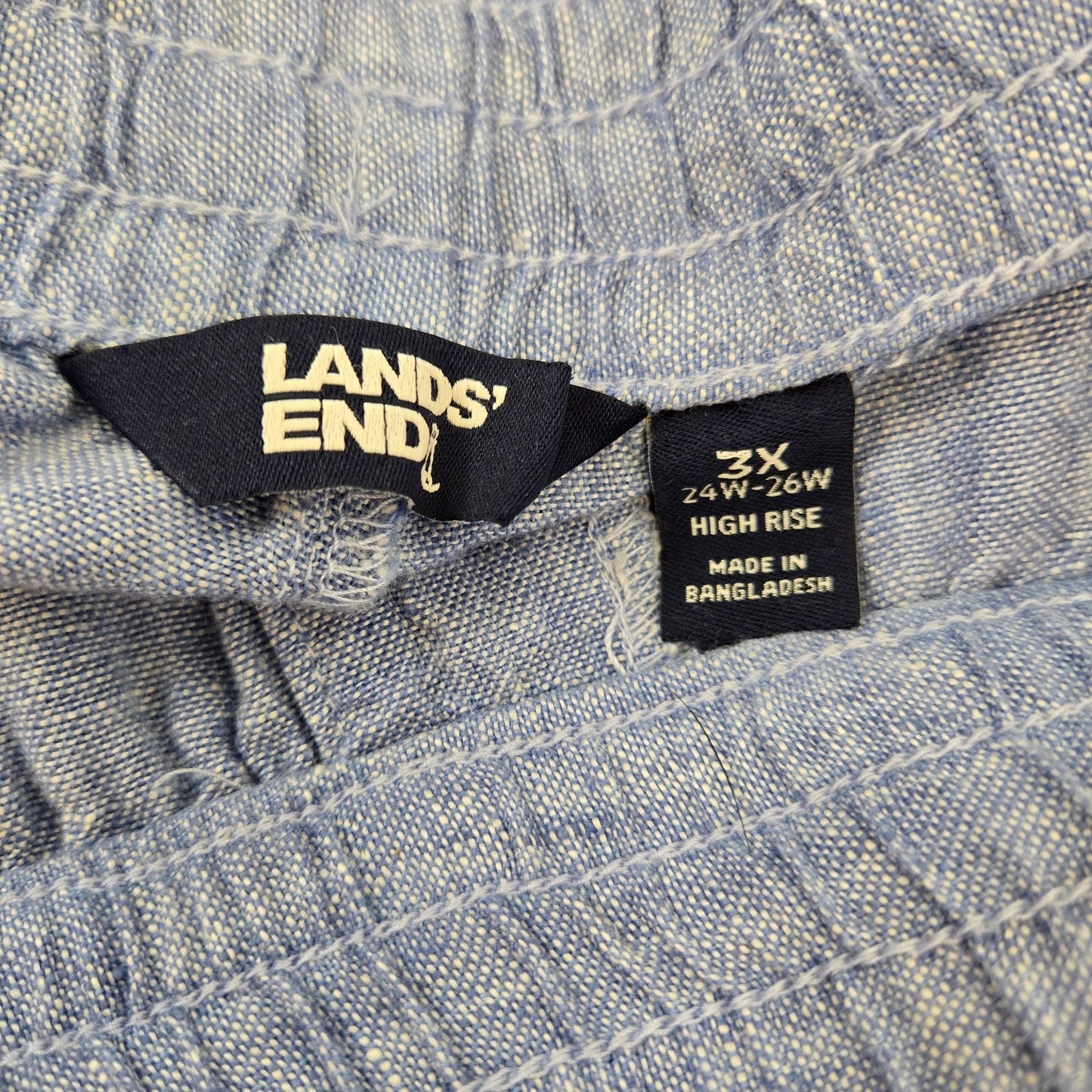 Lands' End 100% Linen High Rise Wide Leg Capri Pants Size 3XL