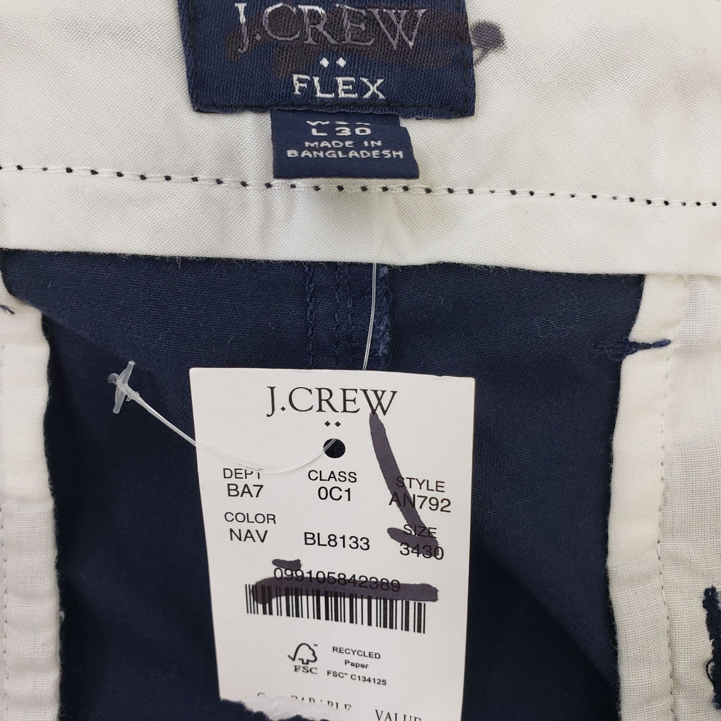 NWT J. Crew Factory Skinny Fit Chino Pants Size 34x30