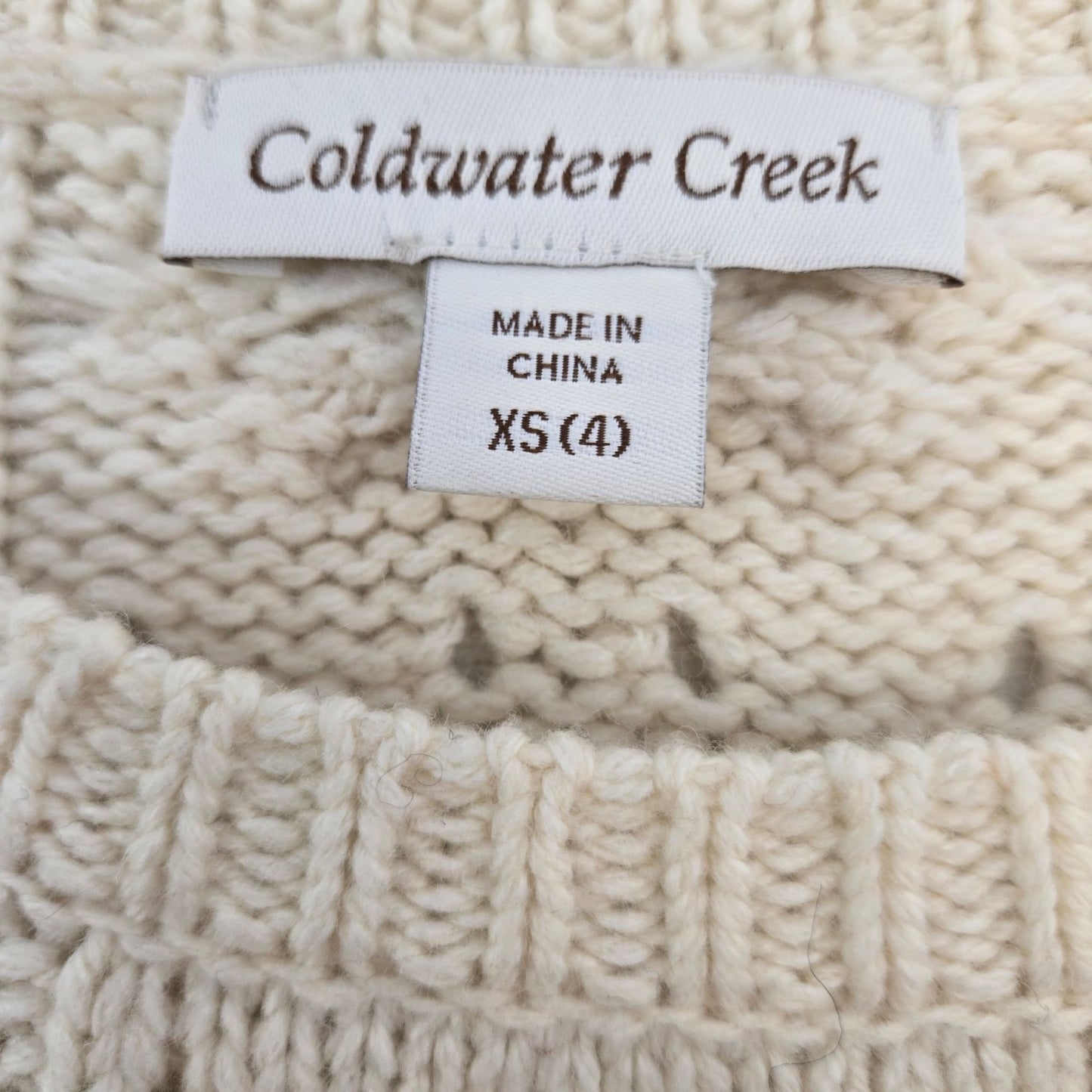 Coldwater Creek Wool Blend Open Cable Knit Sweater Size XS