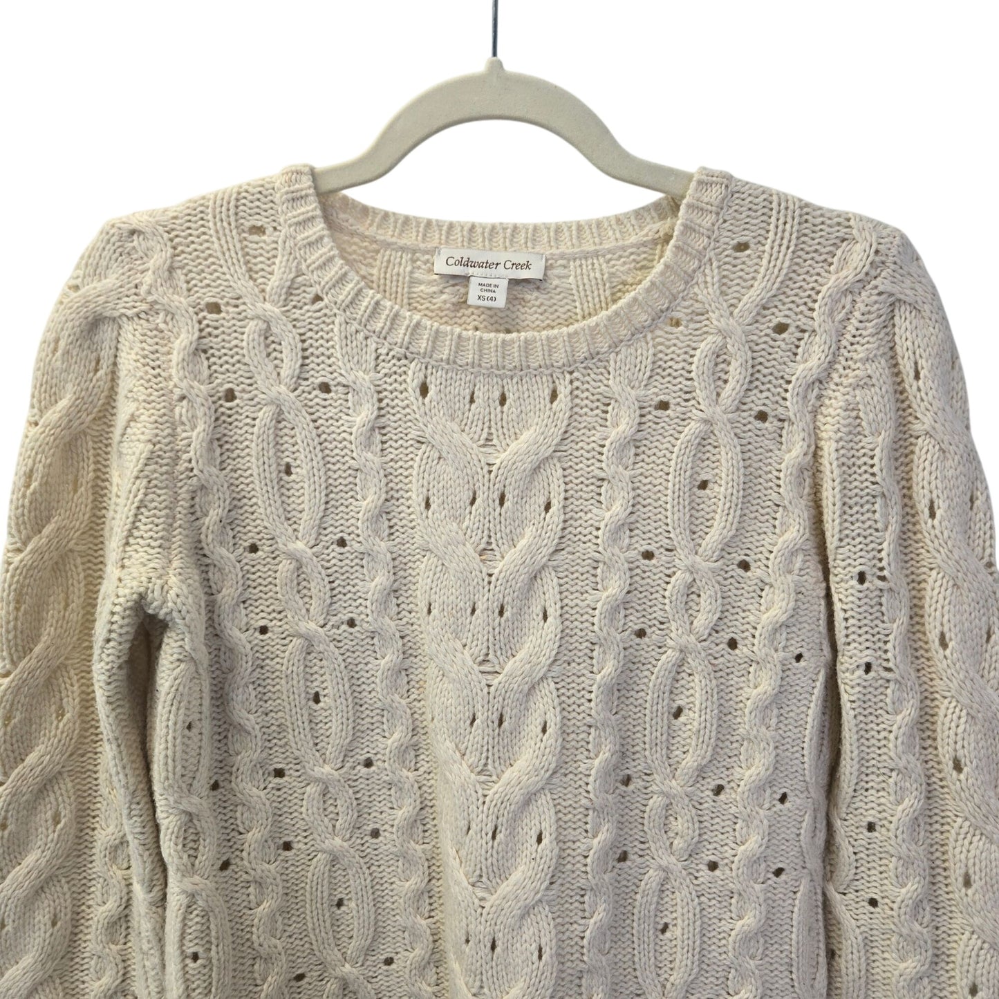 Coldwater Creek Wool Blend Open Cable Knit Sweater Size XS