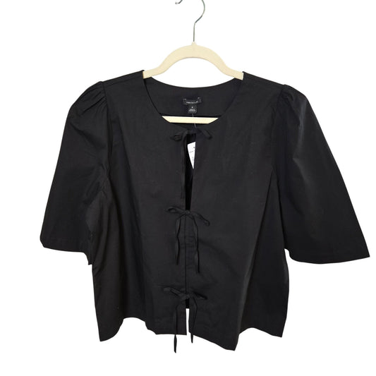 NWT Ann Taylor Three Tie Puff Sleeve Slightly Cropped Top Size Medium