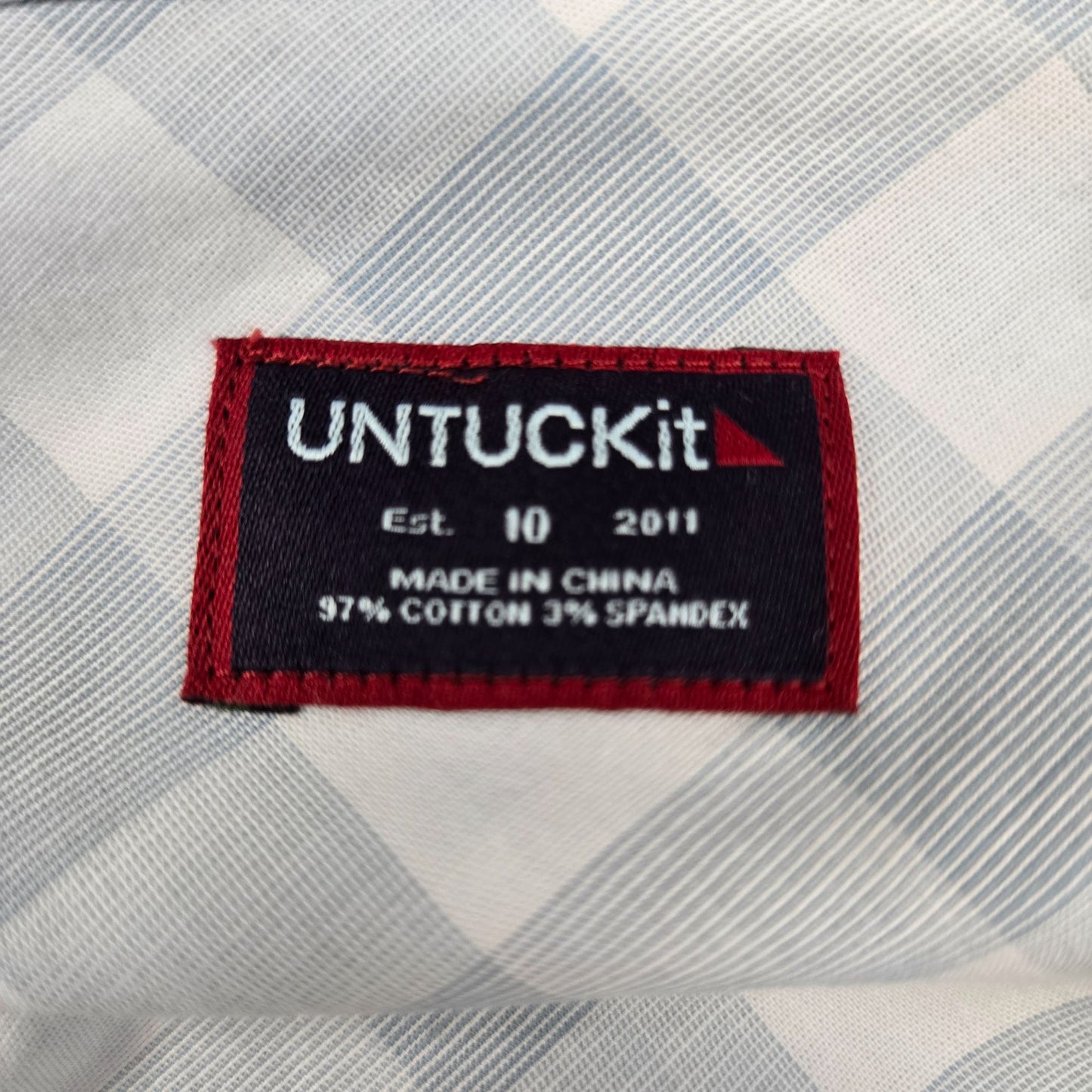 NWT UNTUCKit Santa Marzi Plaid Long Sleeve Button Down Shirt Size 10