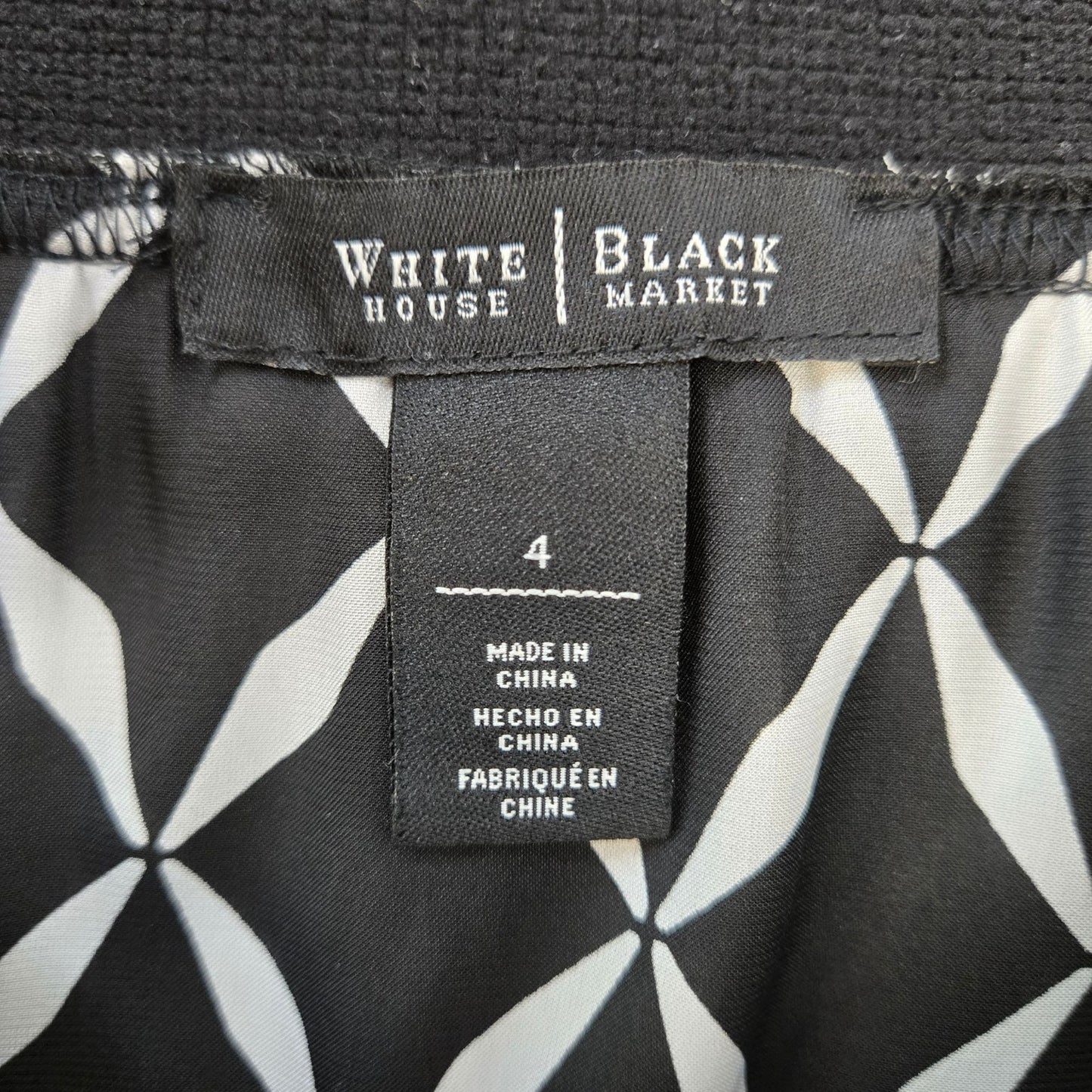 White House Black Market Chiffon Diamond Print Skirt Size 4