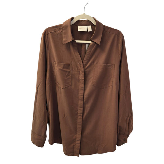 NWT Chico's Silky Soft Relaxed Hidden Button Down Shirt Size Chico's 2/Large