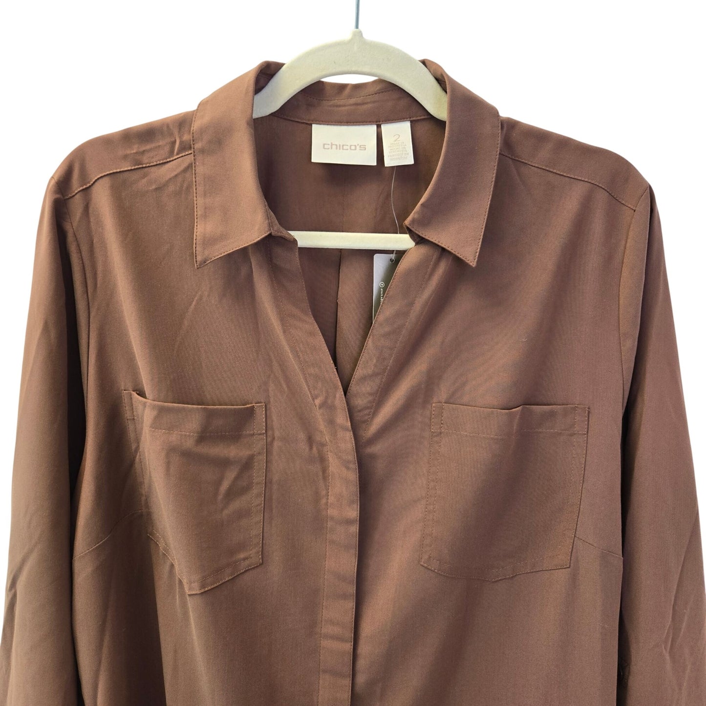 NWT Chico's Silky Soft Relaxed Hidden Button Down Shirt Size Chico's 2/Large