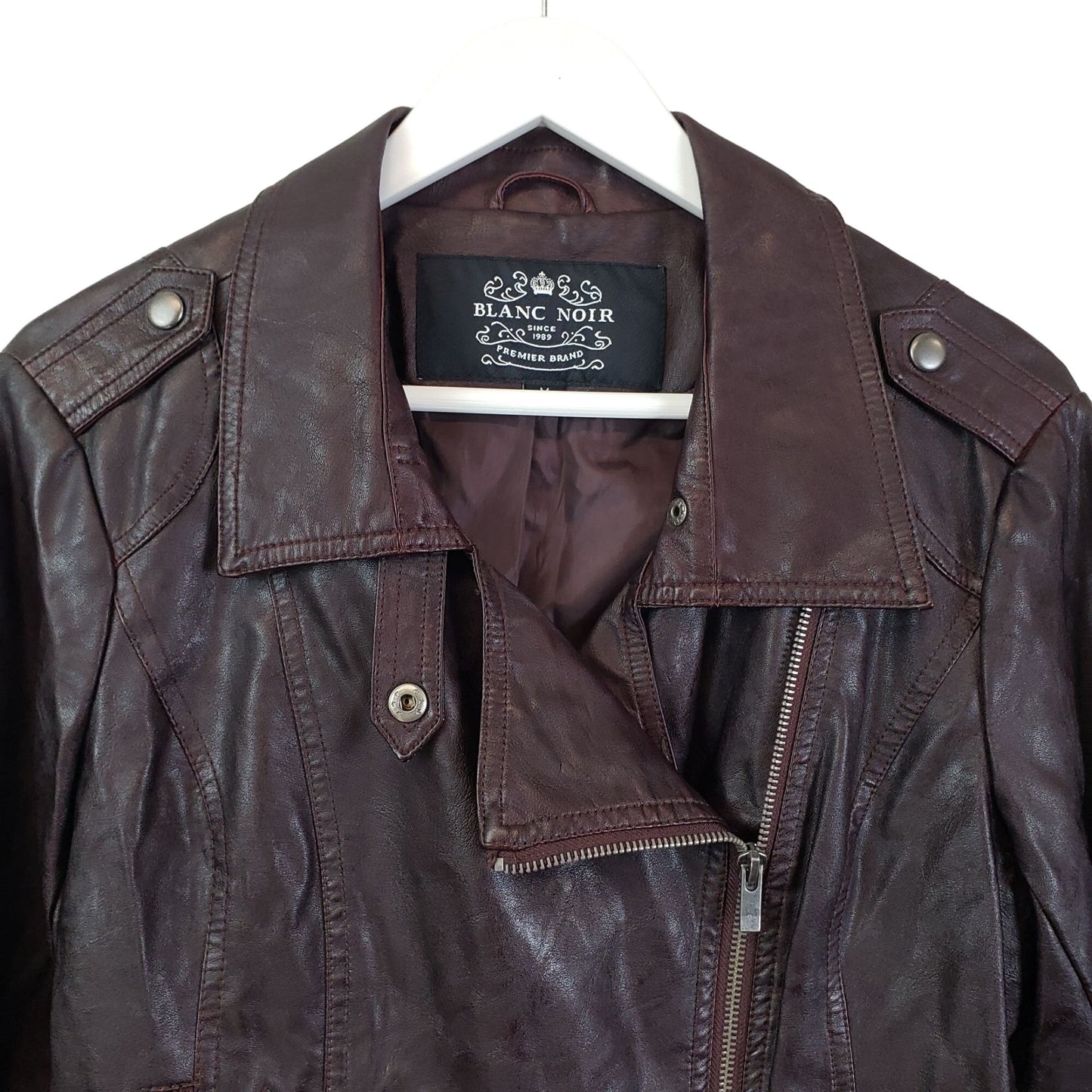 Blanc Noir Vegan Leather Moto Jacket Size Medium
