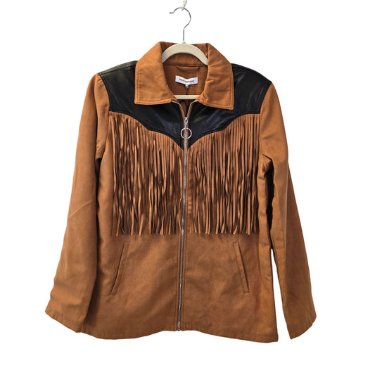 NWT WeWoreWhat Faux Suede & Vegan Leather Fringe Jacket Size Medium