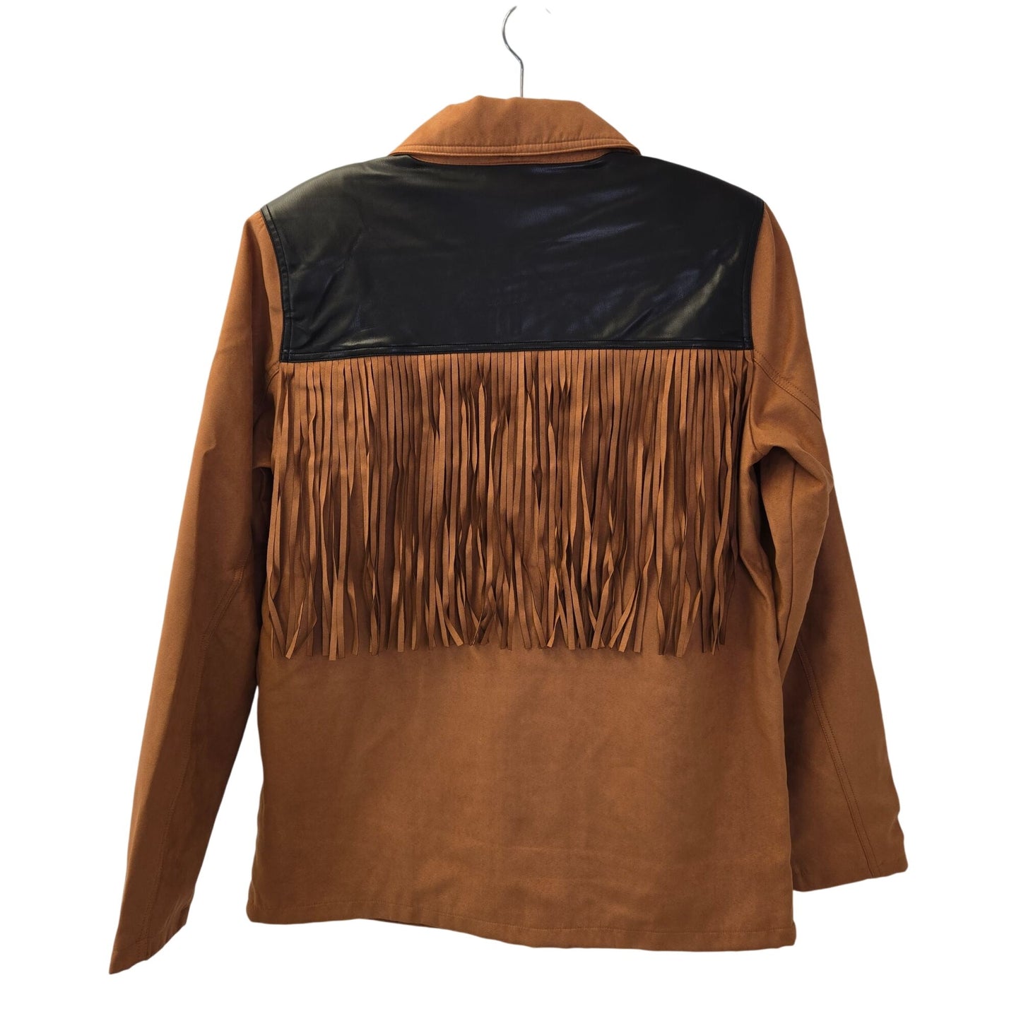 NWT WeWoreWhat Faux Suede & Vegan Leather Fringe Jacket Size Medium