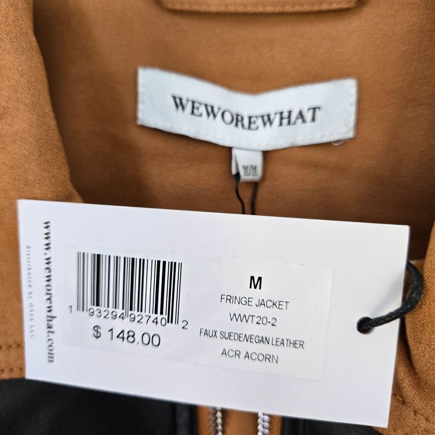 NWT WeWoreWhat Faux Suede & Vegan Leather Fringe Jacket Size Medium