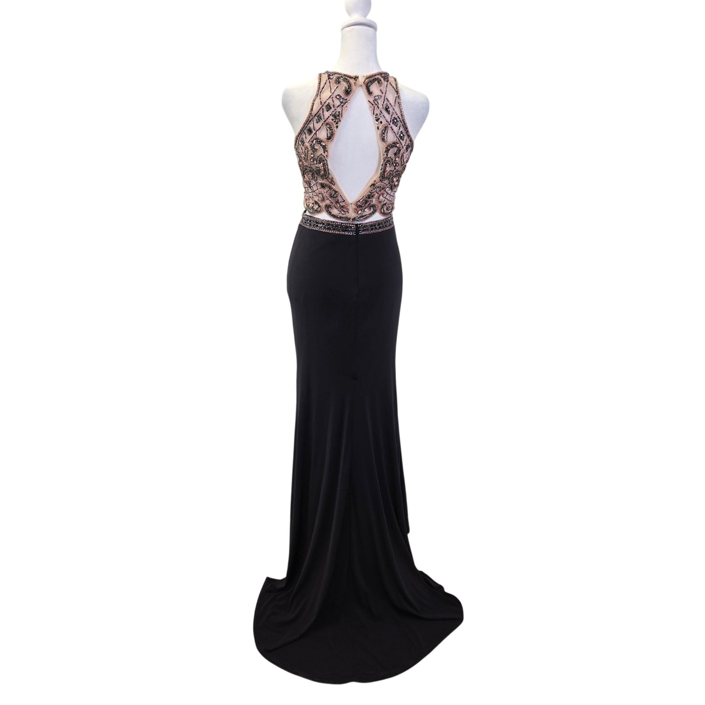 Sherri Hill Two Piece Shimmery Sleeveless Cross Stitch Beaded Gown Size 4