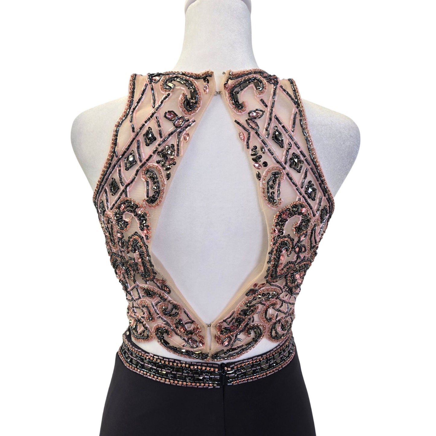 Sherri Hill Two Piece Shimmery Sleeveless Cross Stitch Beaded Gown Size 4