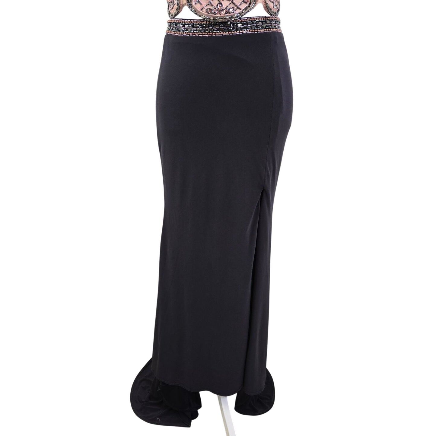 Sherri Hill Two Piece Shimmery Sleeveless Cross Stitch Beaded Gown Size 4