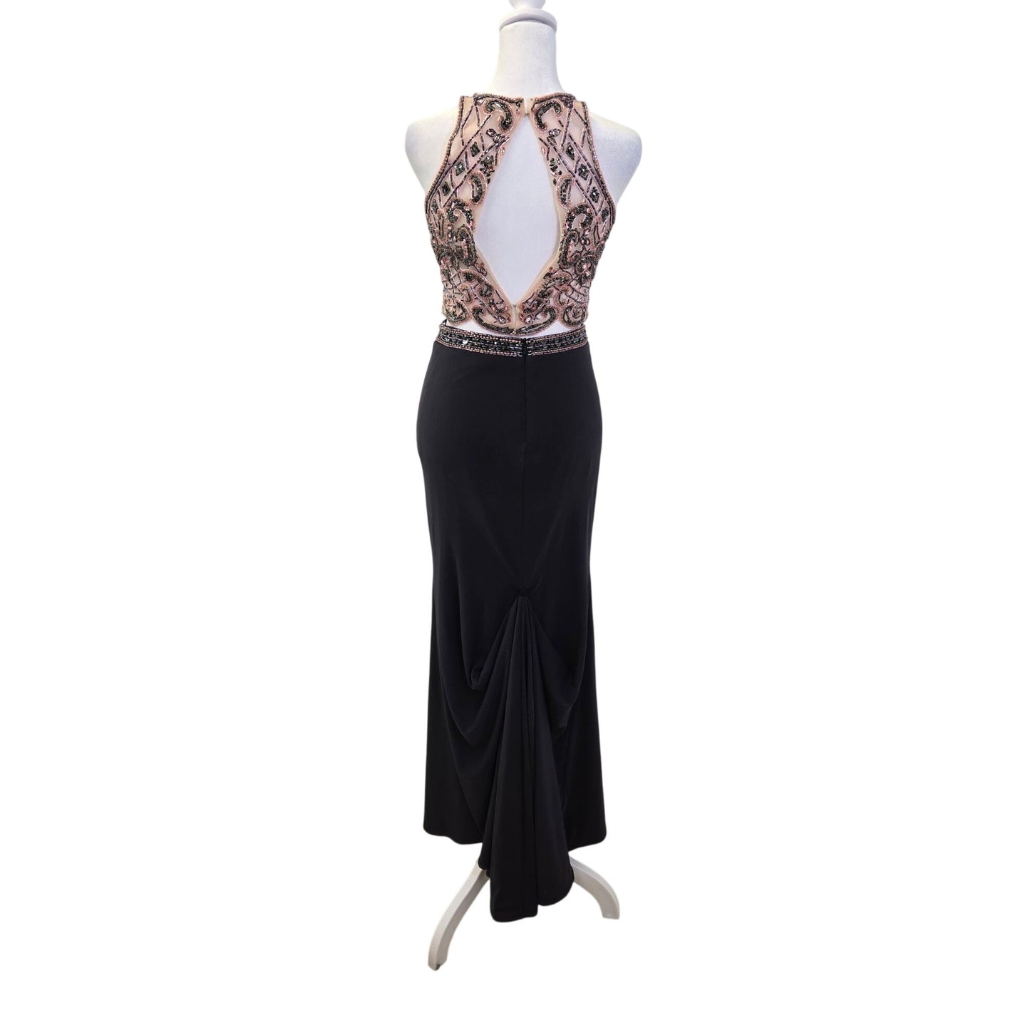 Sherri Hill Two Piece Shimmery Sleeveless Cross Stitch Beaded Gown Size 4