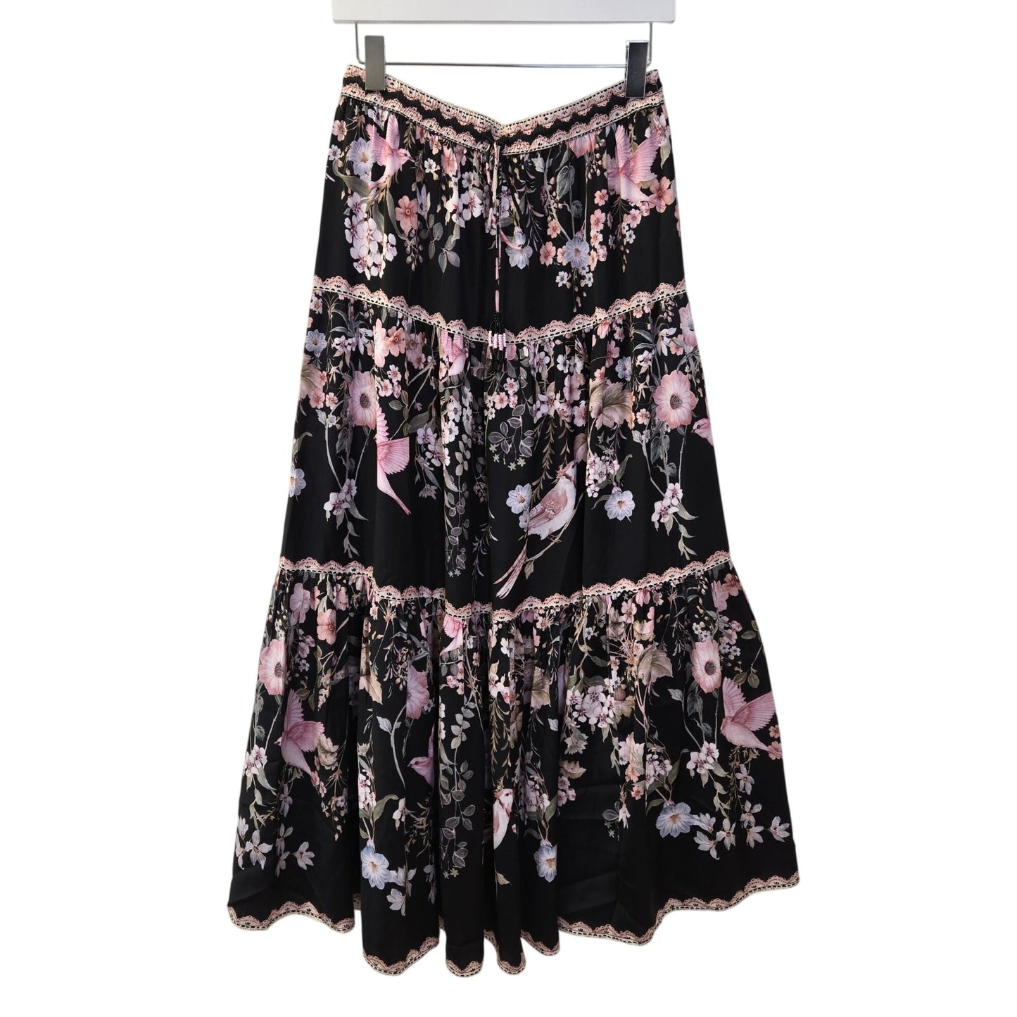 NWT Rachel Zoe Floral Print Maxi Skirt with Beaded Tie Size Small
