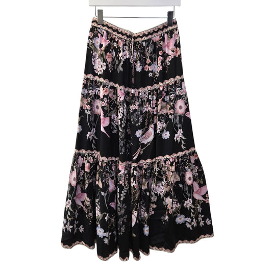 NWT Rachel Zoe Floral Print Maxi Skirt with Beaded Tie Size Small