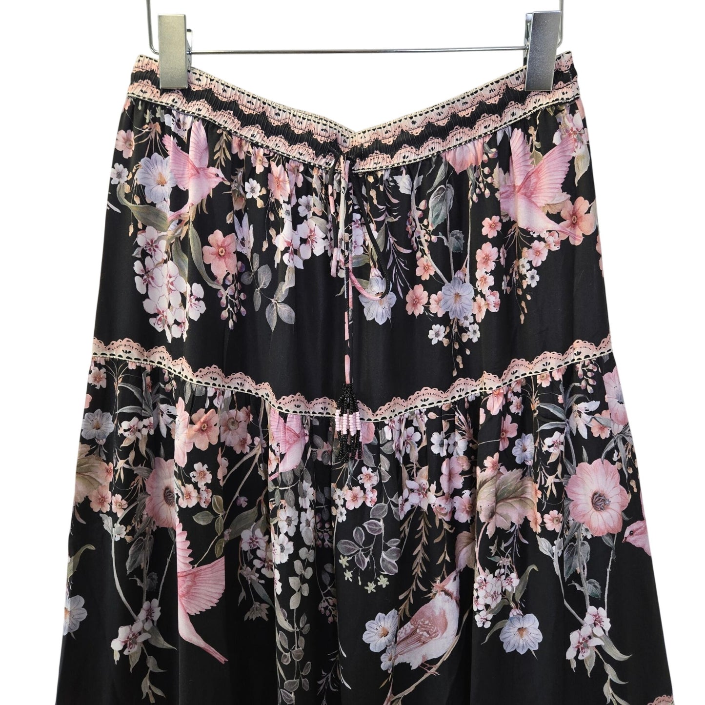 NWT Rachel Zoe Floral Print Maxi Skirt with Beaded Tie Size Small