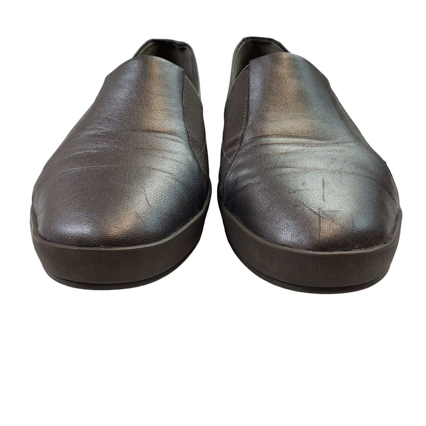 Eileen Fisher Metallic Stretch Leather Loafers Size 10