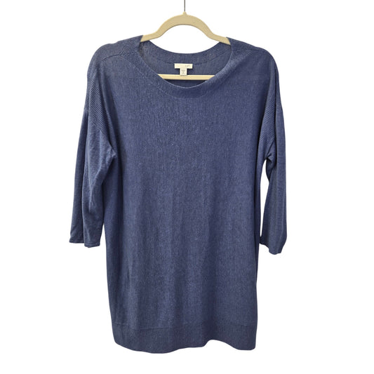 J. Jill Linen Blend Elbow Sleeve Crewneck Lightweight Sweater Size Medium TALL