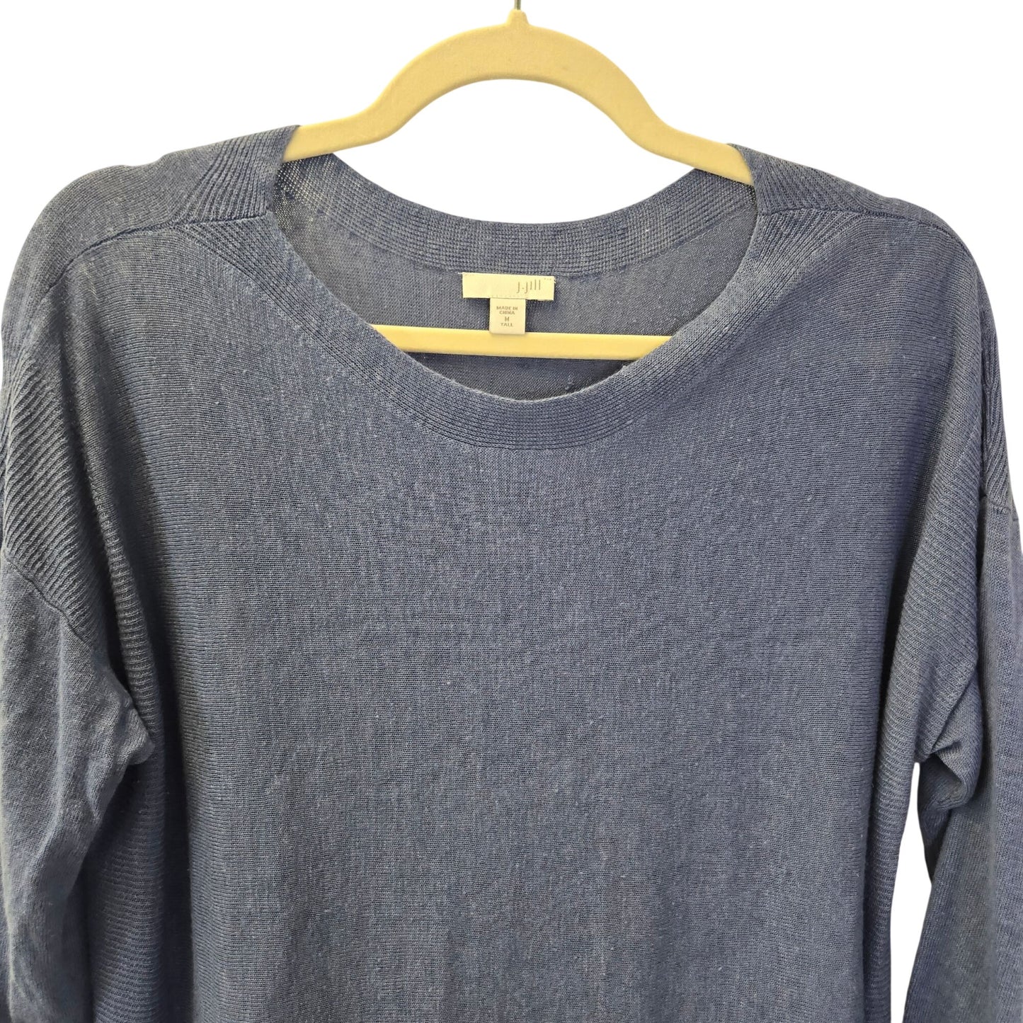 J. Jill Linen Blend Elbow Sleeve Crewneck Lightweight Sweater Size Medium TALL