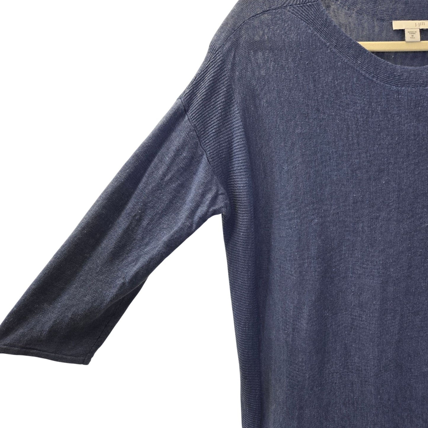 J. Jill Linen Blend Elbow Sleeve Crewneck Lightweight Sweater Size Medium TALL