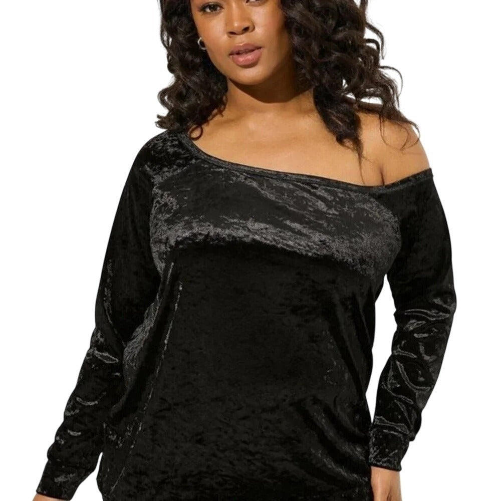 NWT Torrid Crushed Velvet Off Shoulder Sweatshirt Size Torrid 3/3X