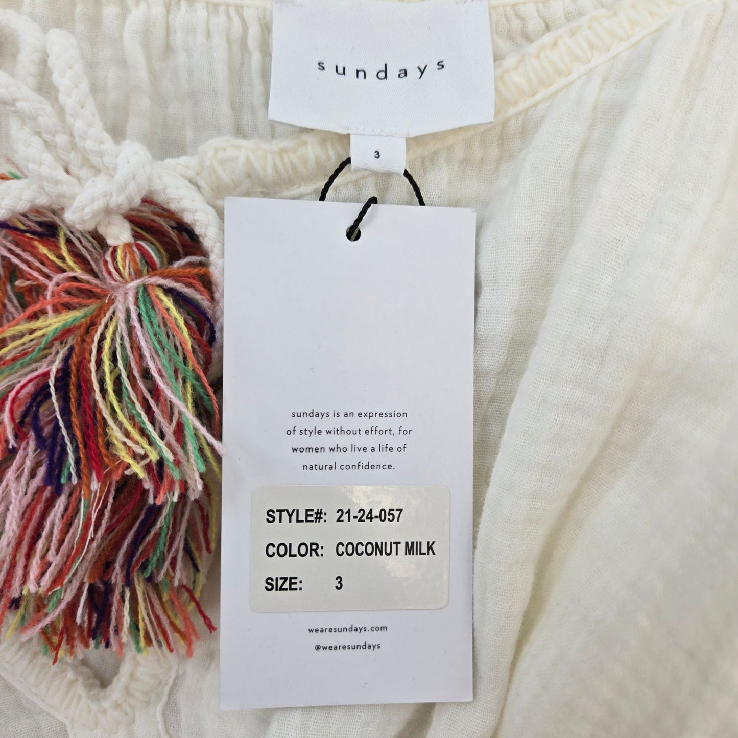 NWT Anthropologie Sundays Gauzy Tunic/Dress w/Tassel Detail Size 3/Large