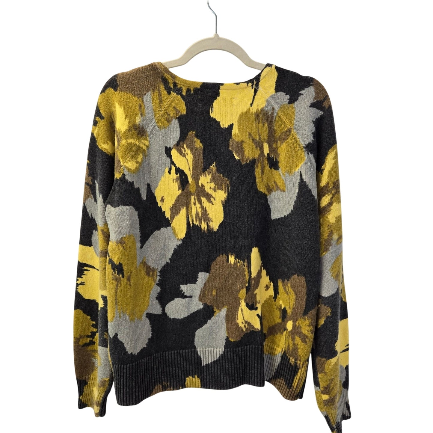 Loft Floral V-Neck Cotton Blend Sweater Size Small