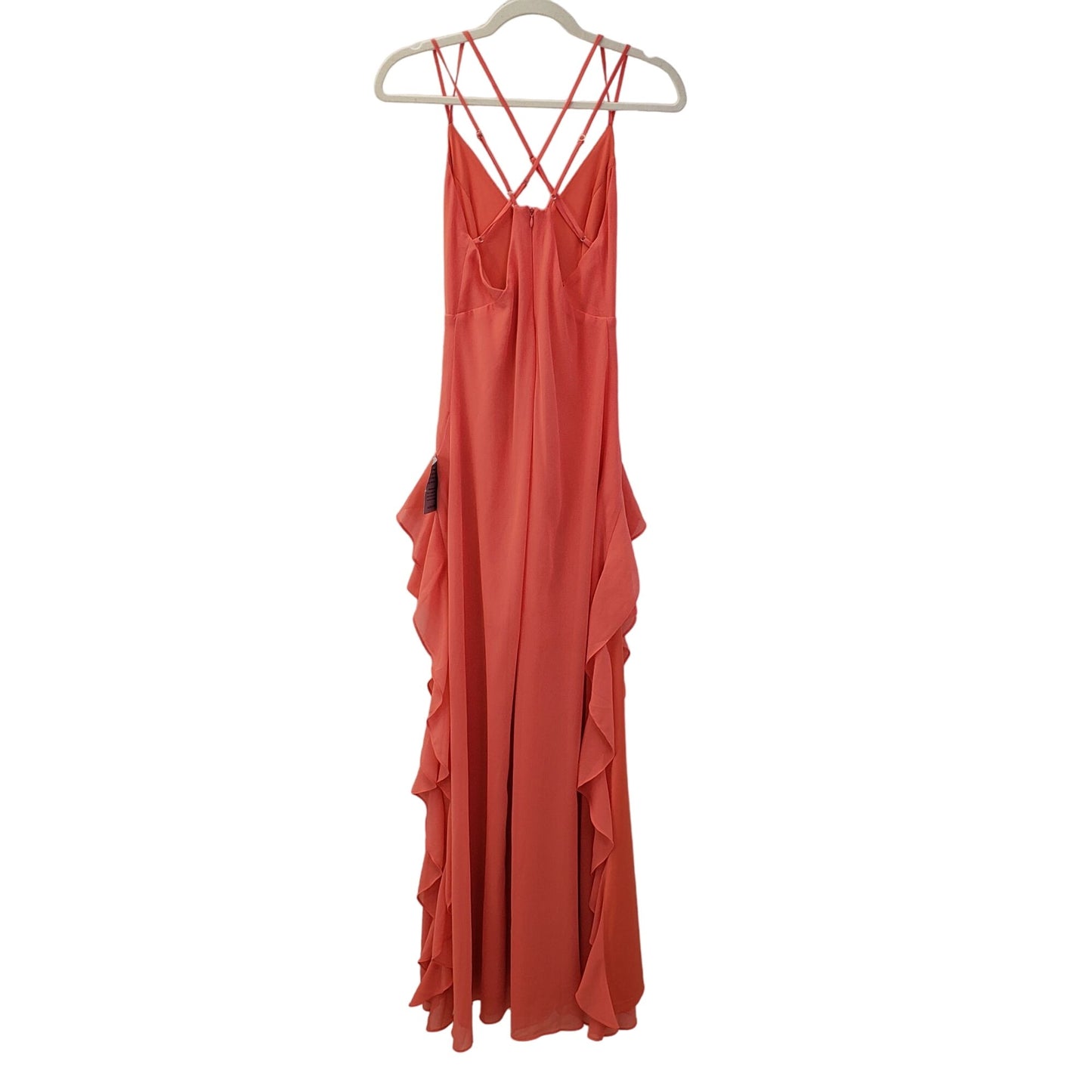 NWT Lulu's Vibrant Love Sleeveless Ruffled Maxi Dress in Coral Size XS