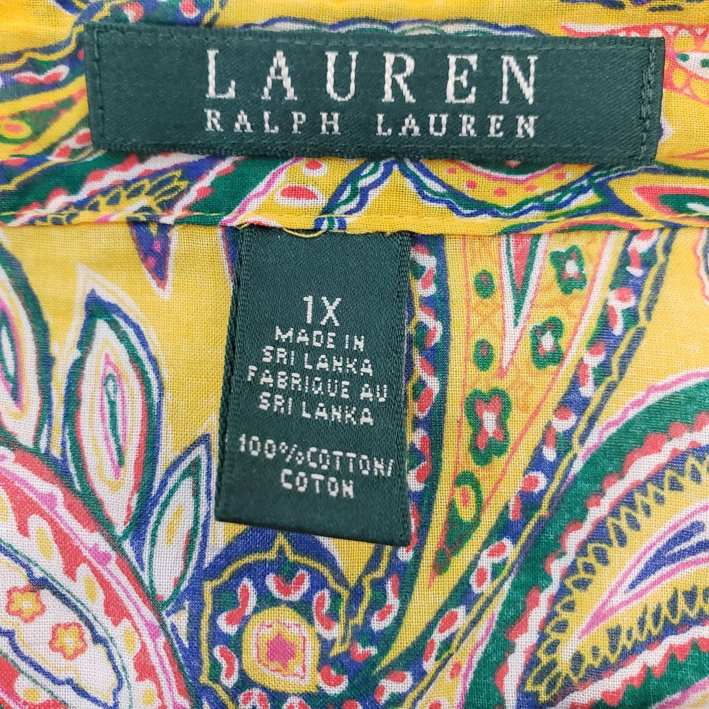 Lauren Ralph Lauren Paisley Print Popover Top Size 1X