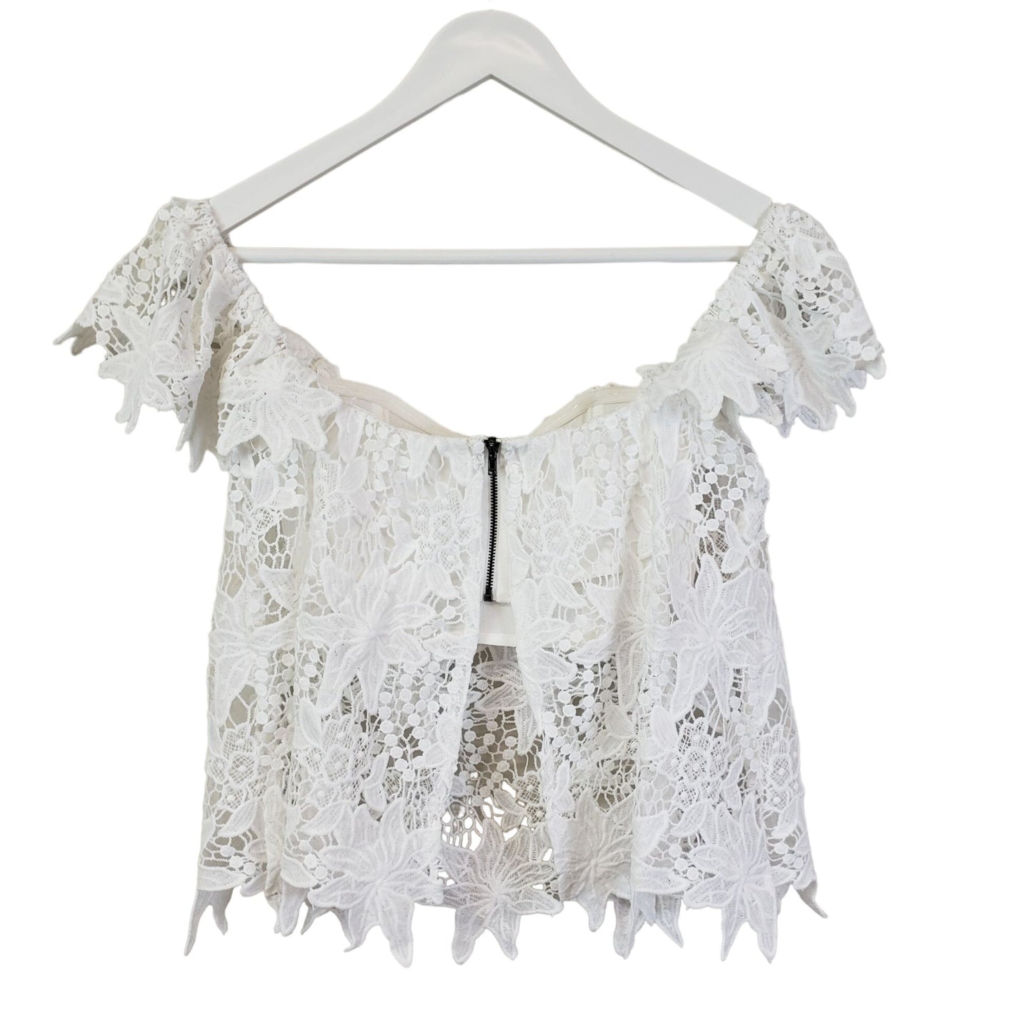 ASTR The Label Adela Lace Overlay Crop Top Size XS