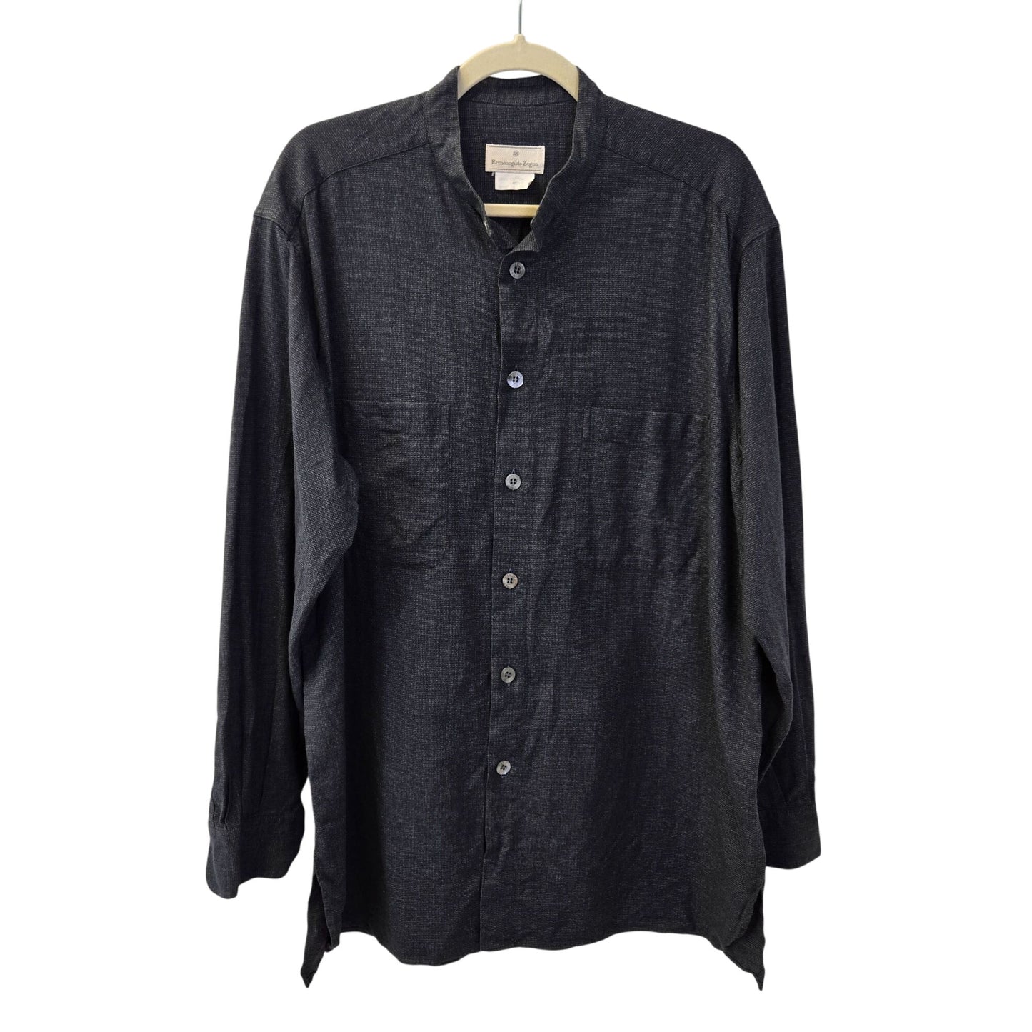 Ermenegildo Zenga Collarless Button Down Shirt Size Large
