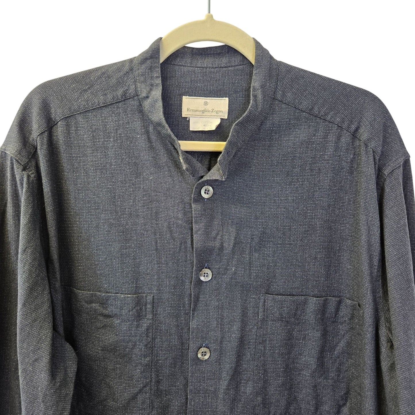 Ermenegildo Zenga Collarless Button Down Shirt Size Large