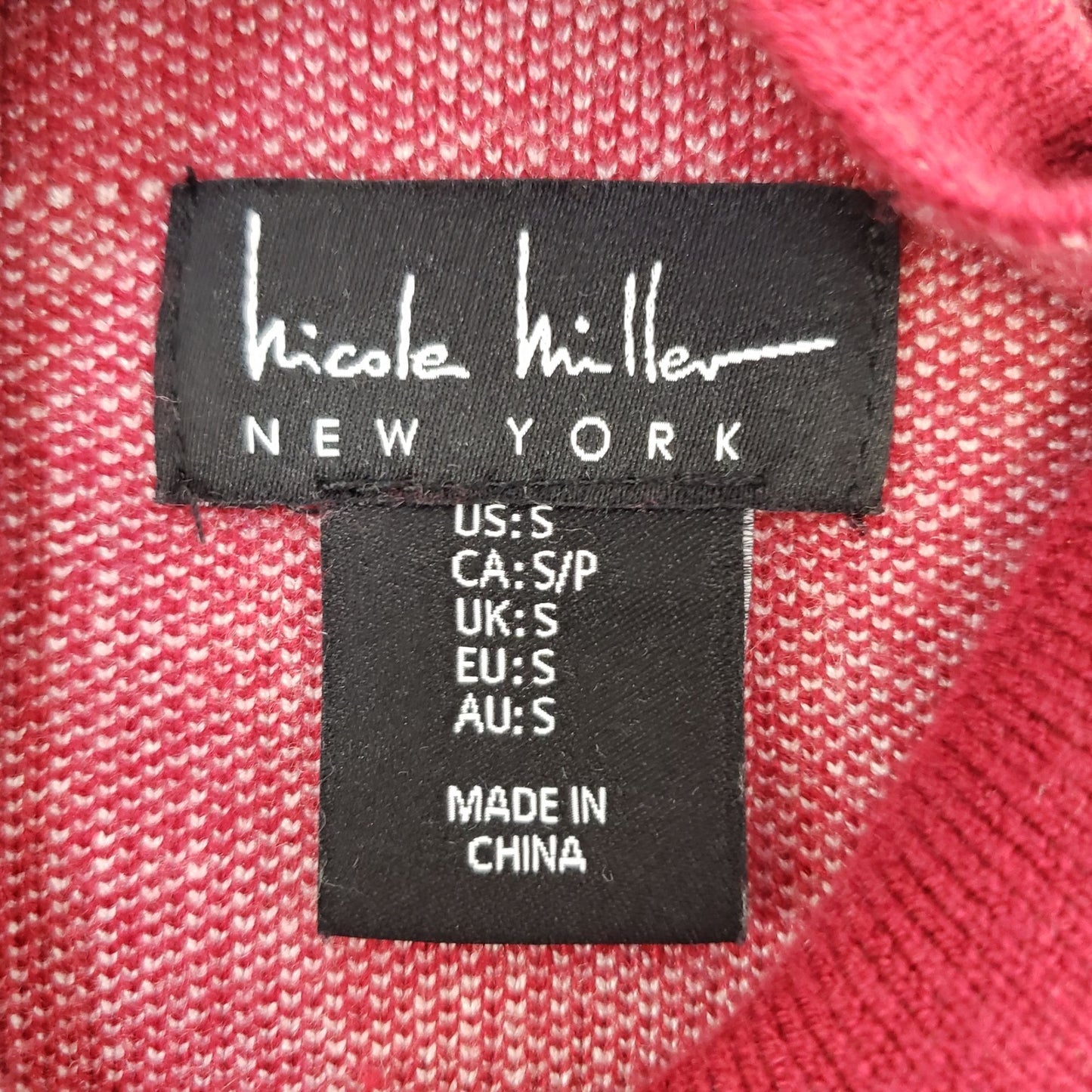 Nicole Miller Fair Isle Print Mock Neck Sweater Size Small