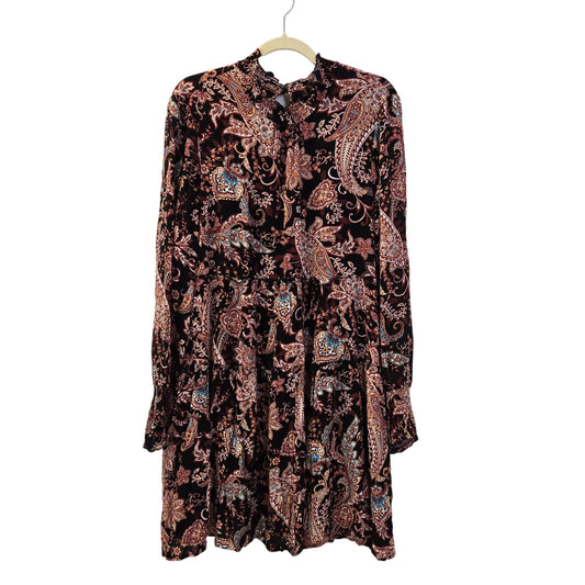 Anthropologie Paisley Print Cady Tiered Tunic Boho Dress Size Large