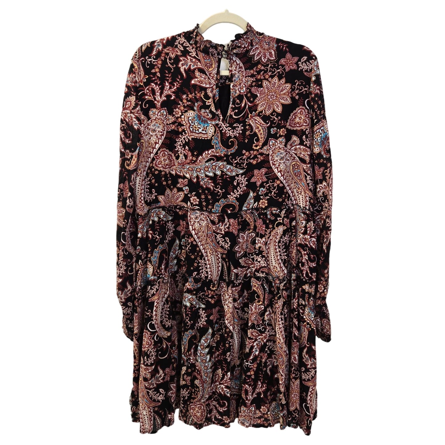 Anthropologie Paisley Print Cady Tiered Tunic Boho Dress Size Large