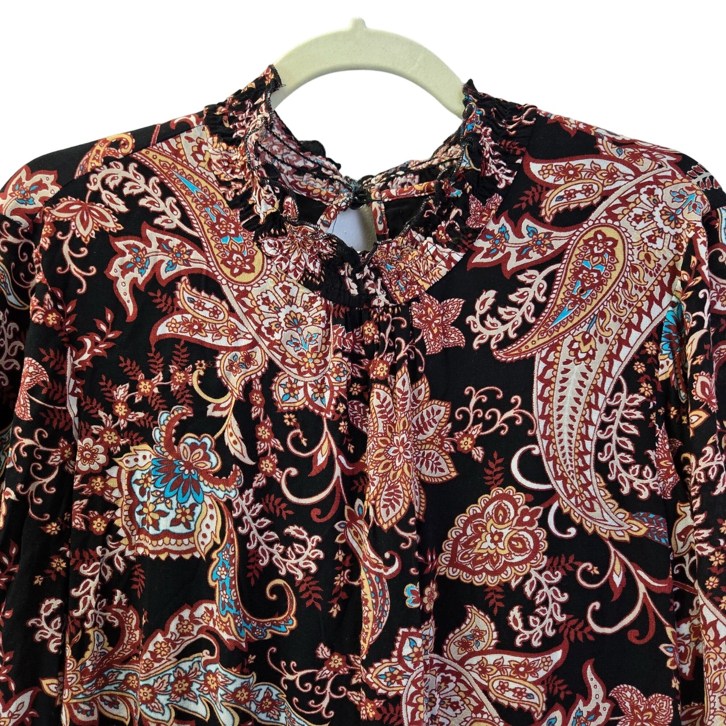 Anthropologie Paisley Print Cady Tiered Tunic Boho Dress Size Large