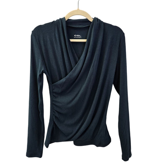 NWT OGL Surplice Wrap Side Ruched Long Sleeve Top Size Medium