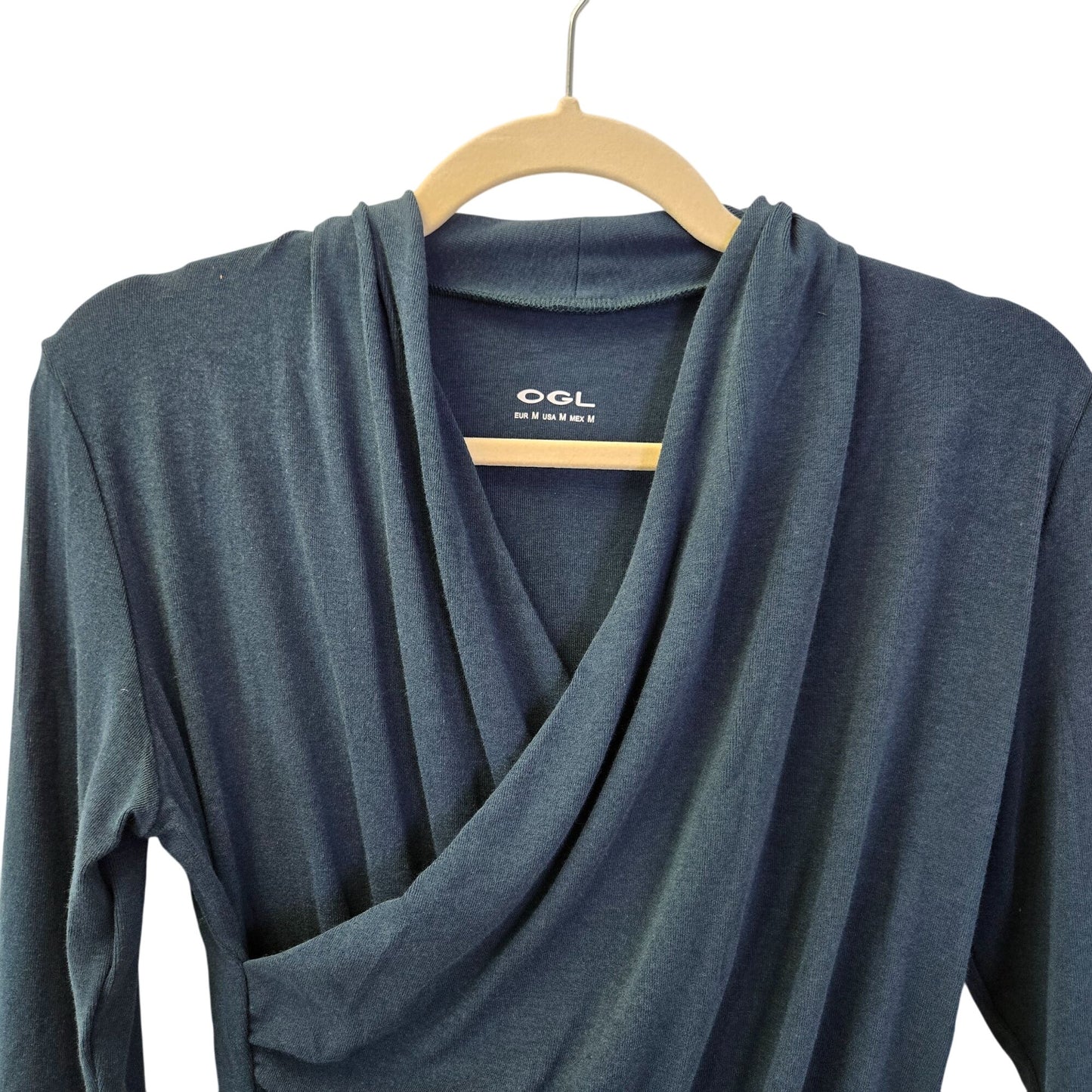 NWT OGL Surplice Wrap Side Ruched Long Sleeve Top Size Medium