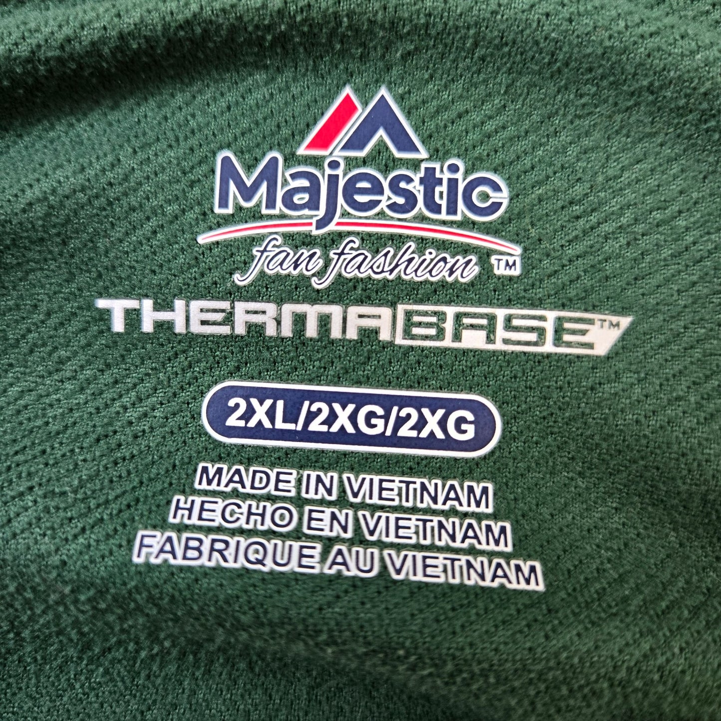 Majestic Green Bay Packers Therma Base Half Zip Activewear Jacket Size 2XL