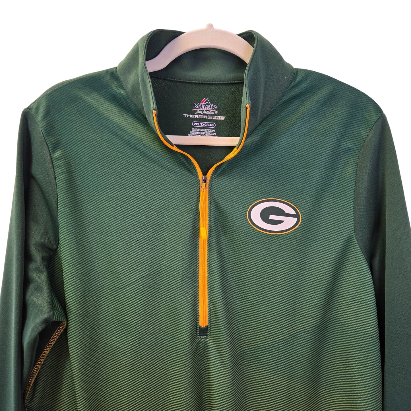 Majestic Green Bay Packers Therma Base Half Zip Activewear Jacket Size 2XL