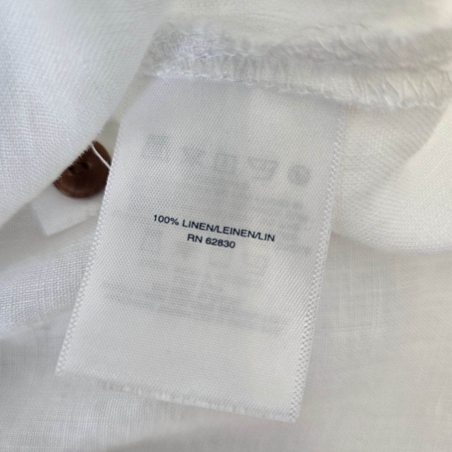 Lands' End 100% Linen Button Down Roll Tab Sleeve Top Size Large Petite