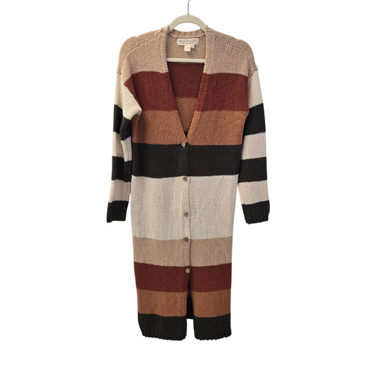 Saltwater Luxe Cotton Blend Color Block Longline Cardigan Sweater Size Medium