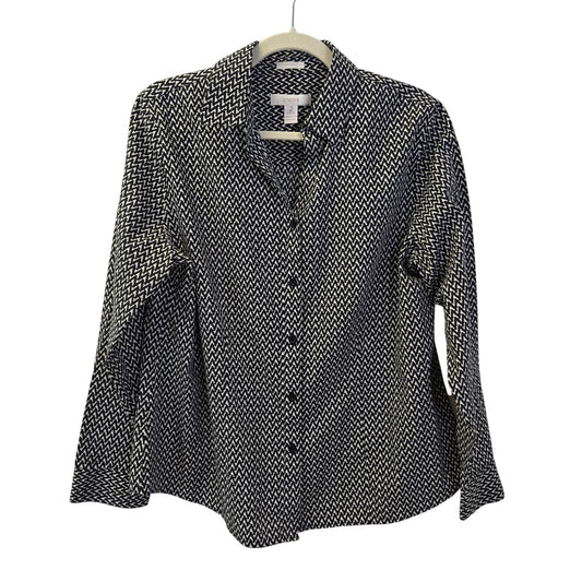 Chico's Non-Iron Chevron Print Button Down Shirt Size Chico's 2/Large