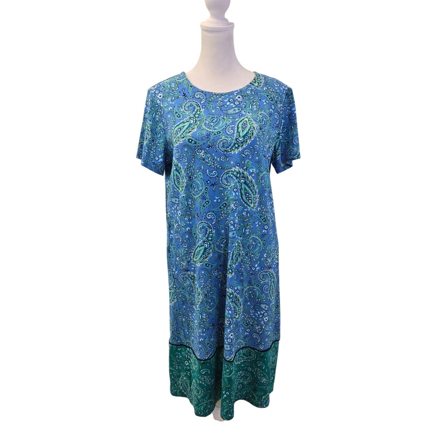 J. Jill Wearable Collection Paisley Print Short Sleeve Knee Length Dress Size Small