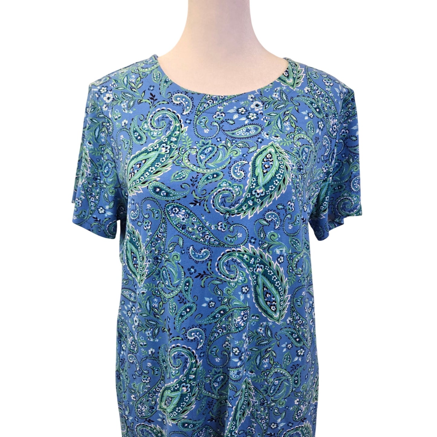 J. Jill Wearable Collection Paisley Print Short Sleeve Knee Length Dress Size Small