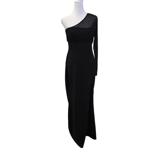 NWT Lulus Stunning Essence Black Mesh One Shoulder Maxi Dress Size Medium