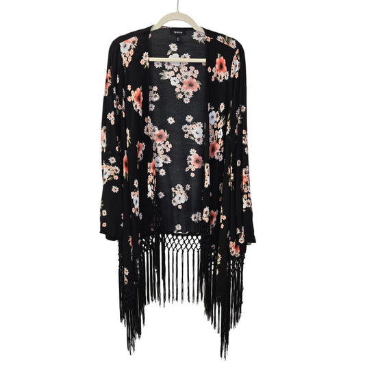 Torrid Floral Fringe Trim Kimono Duster Top Size Torrid 0/Large