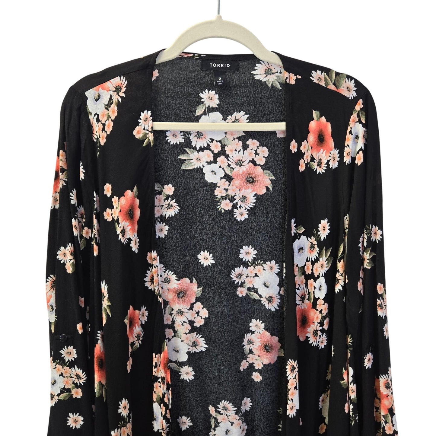 Torrid Floral Fringe Trim Kimono Duster Top Size Torrid 0/Large